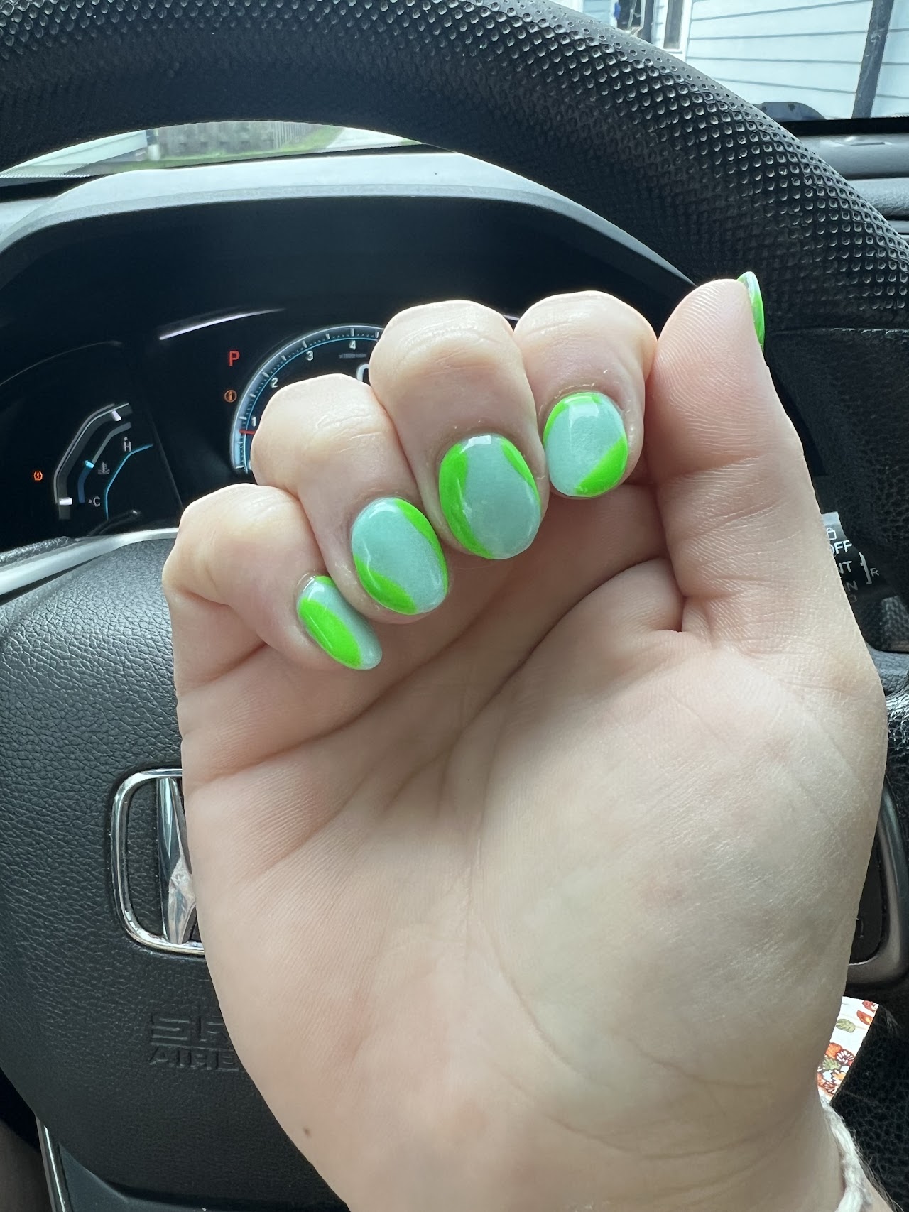 Green nail art by Heavenly Nails & Spa